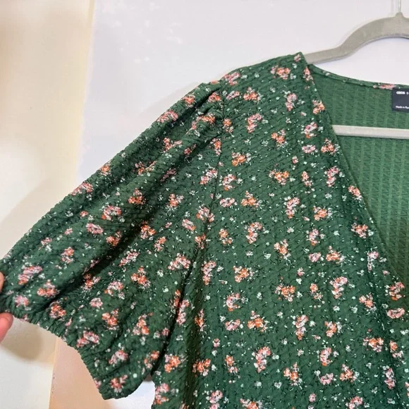 ASOS Design Curve Textured Faux Wrap Mini Dress With Peplum - Picture 9 of 14